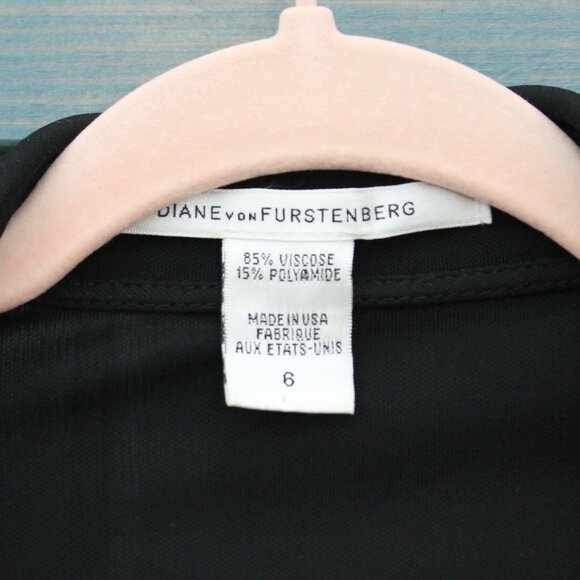 Diane Von Furstenberg Black Wrap Dress Classic Collared Size 6 Made in USA DVF - Picture 7 of 10